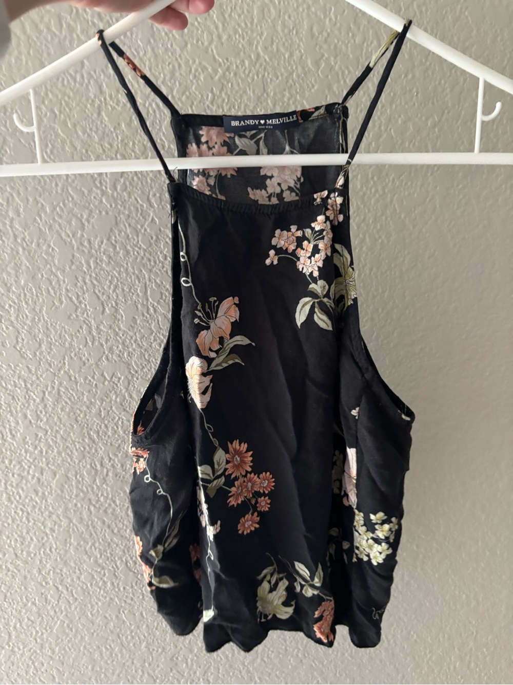 Brandy Melville Black Floral Spaghetti Strap Cami